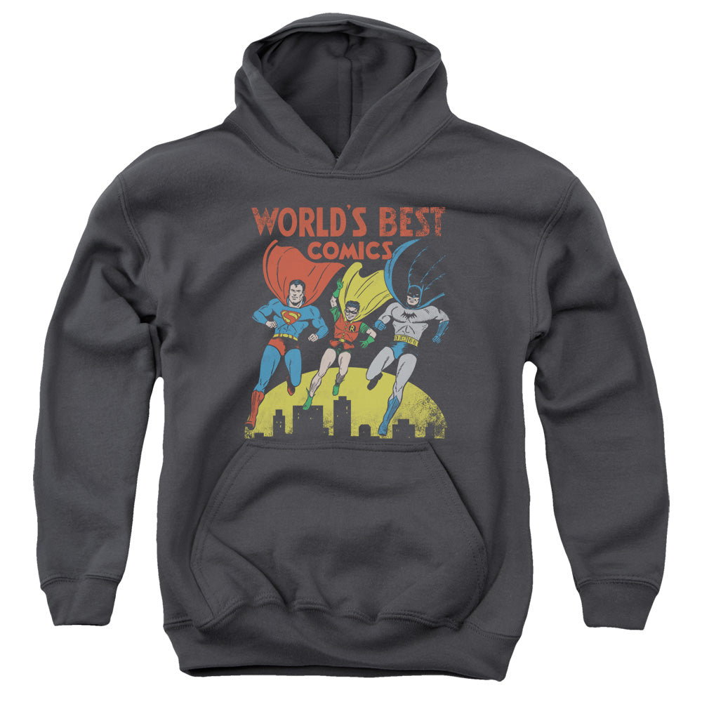 Jla - Worlds Best - Youth Pull-over Hoodie - Charcoal