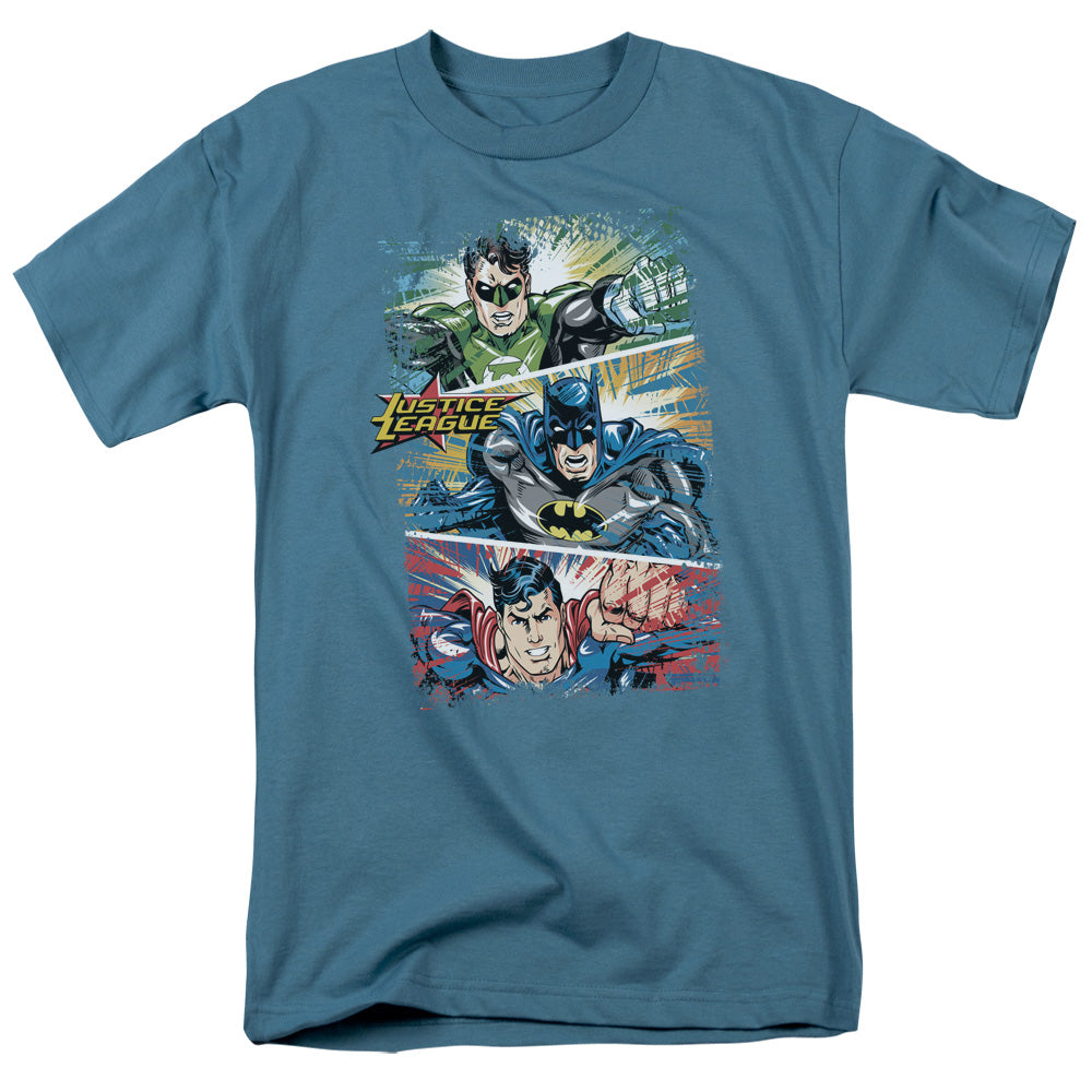 Jla - Action Frames - Short Sleeve Adult 18/1 - Slate T-shirt