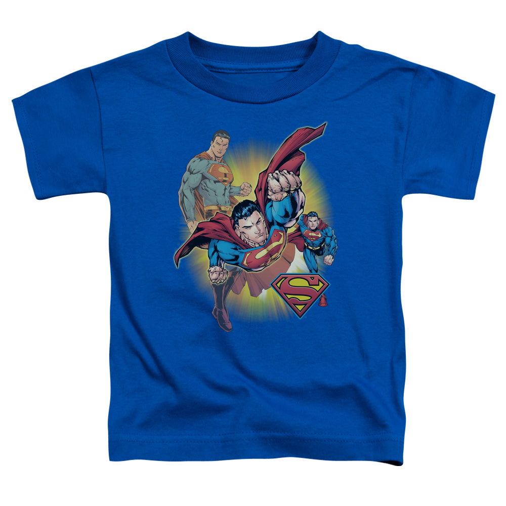 Jla - Superman Collage - Short Sleeve Toddler Tee - Royal Blue T-shirt