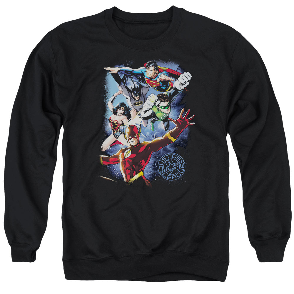 Jla - Galactic Attack Color - Adult Crewneck Sweatshirt - Black