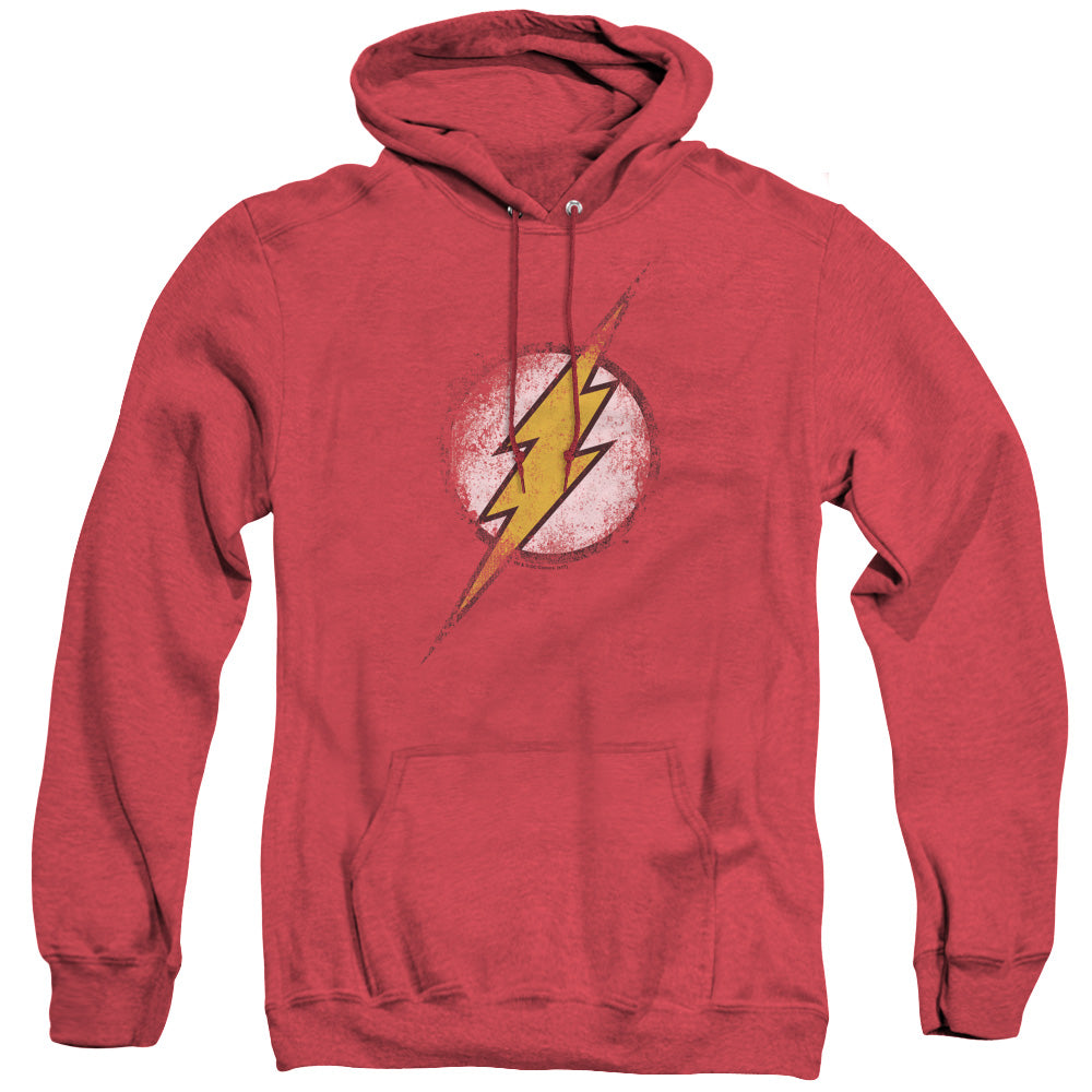 Jla - Destroyed Flash Logo - Adult Heather Hoodie - Red