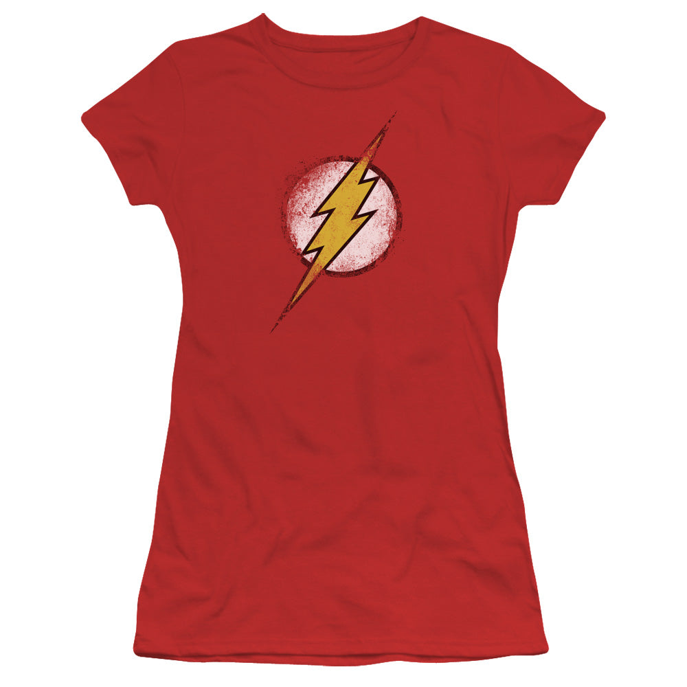 JLA DESTROYED FLASH LOGO - S/S JUNIOR SHEER - RED T-Shirt
