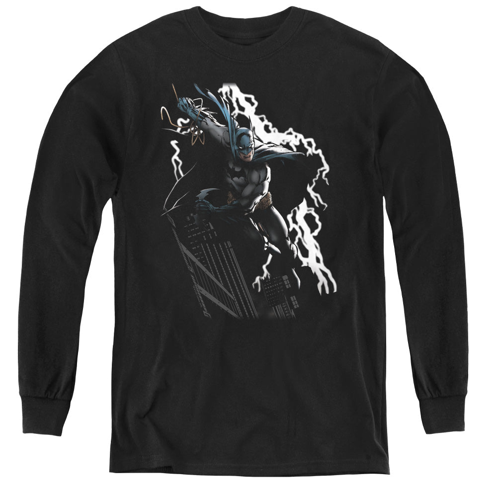 Jla - Lighting Crashes - Youth Long Sleeve Tee - Black