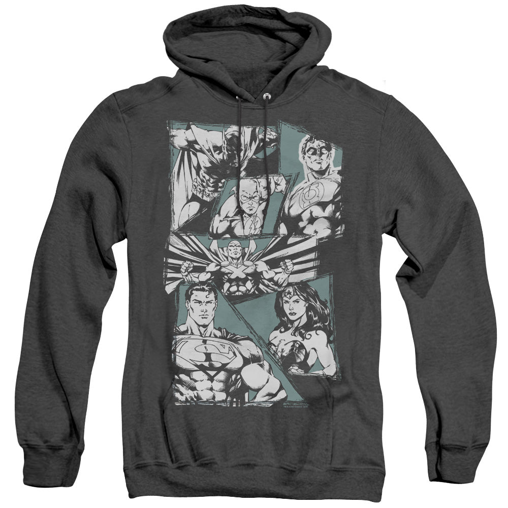 Jla A Mighty League - Adult Heather Hoodie - Black