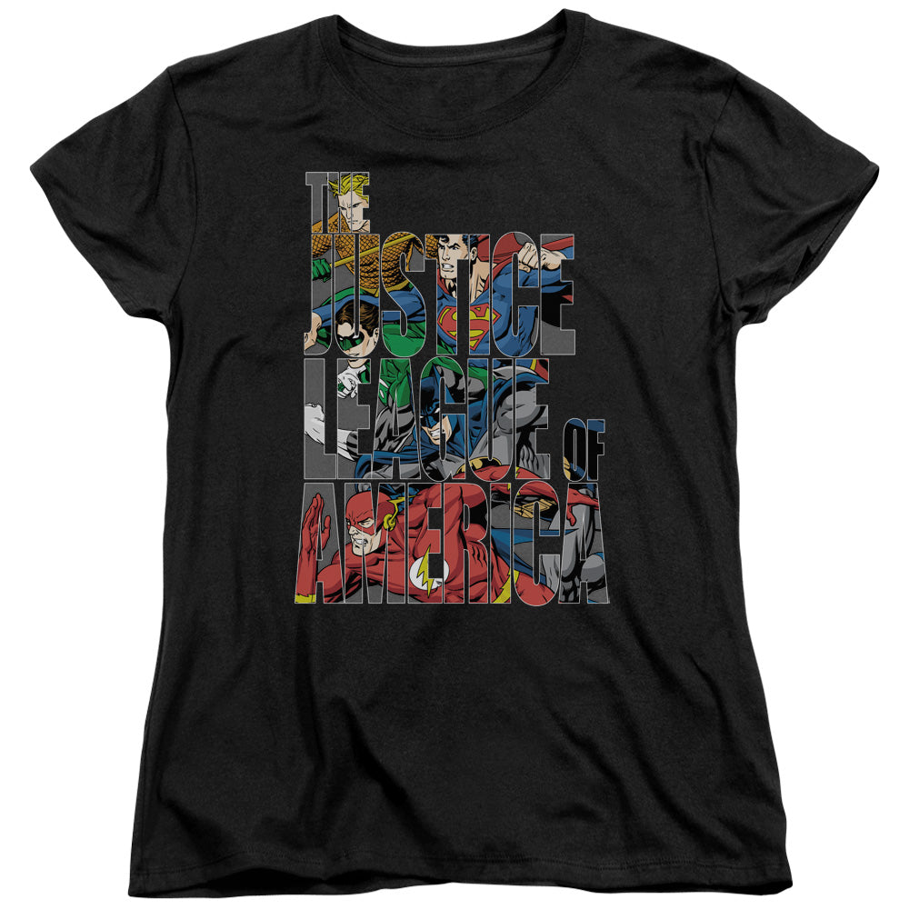 Jla - Lettered League - Short Sleeve Womens Tee - Black T-shirt