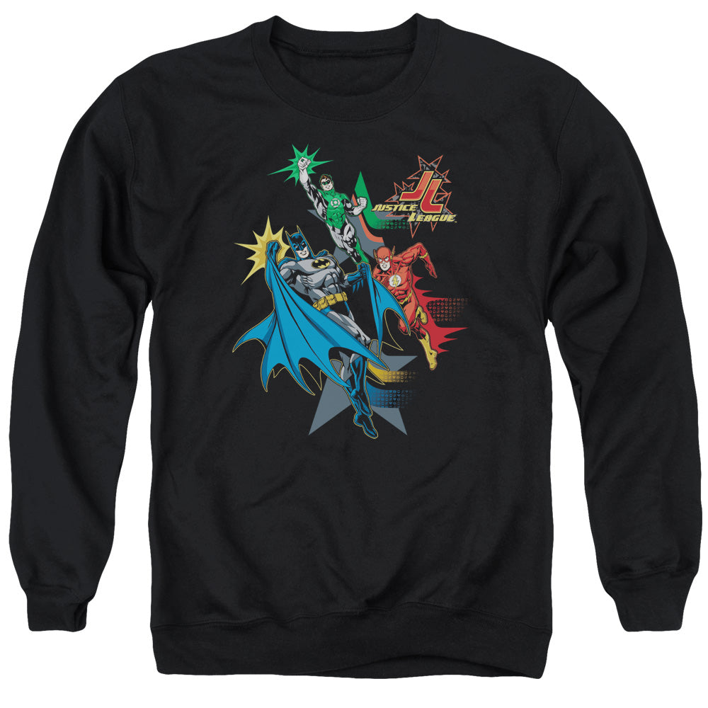 Jla - Action Stars - Adult Crewneck Sweatshirt - Black