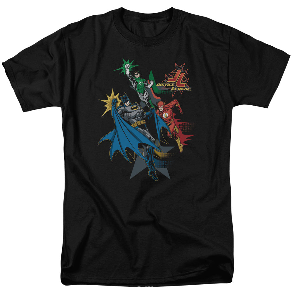 Jla - Action Stars - Short Sleeve Adult 18/1 - Black T-shirt