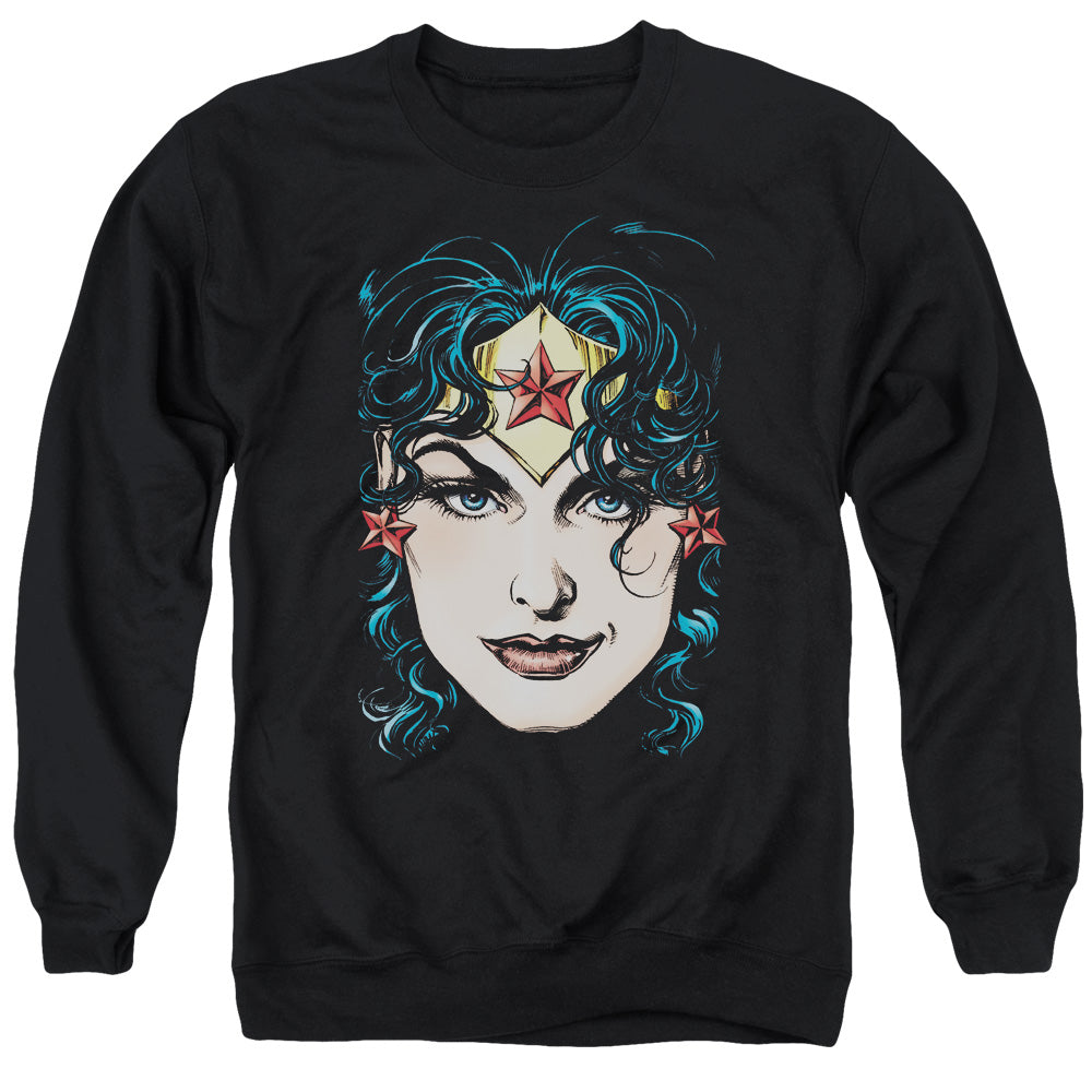 Dco Jla - Wonder Woman Head - Adult Crewneck Sweatshirt - Black