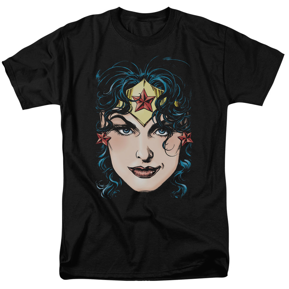 Dco Jla - Wonder Woman Head - Short Sleeve Adult 18/1 - Black T-shirt