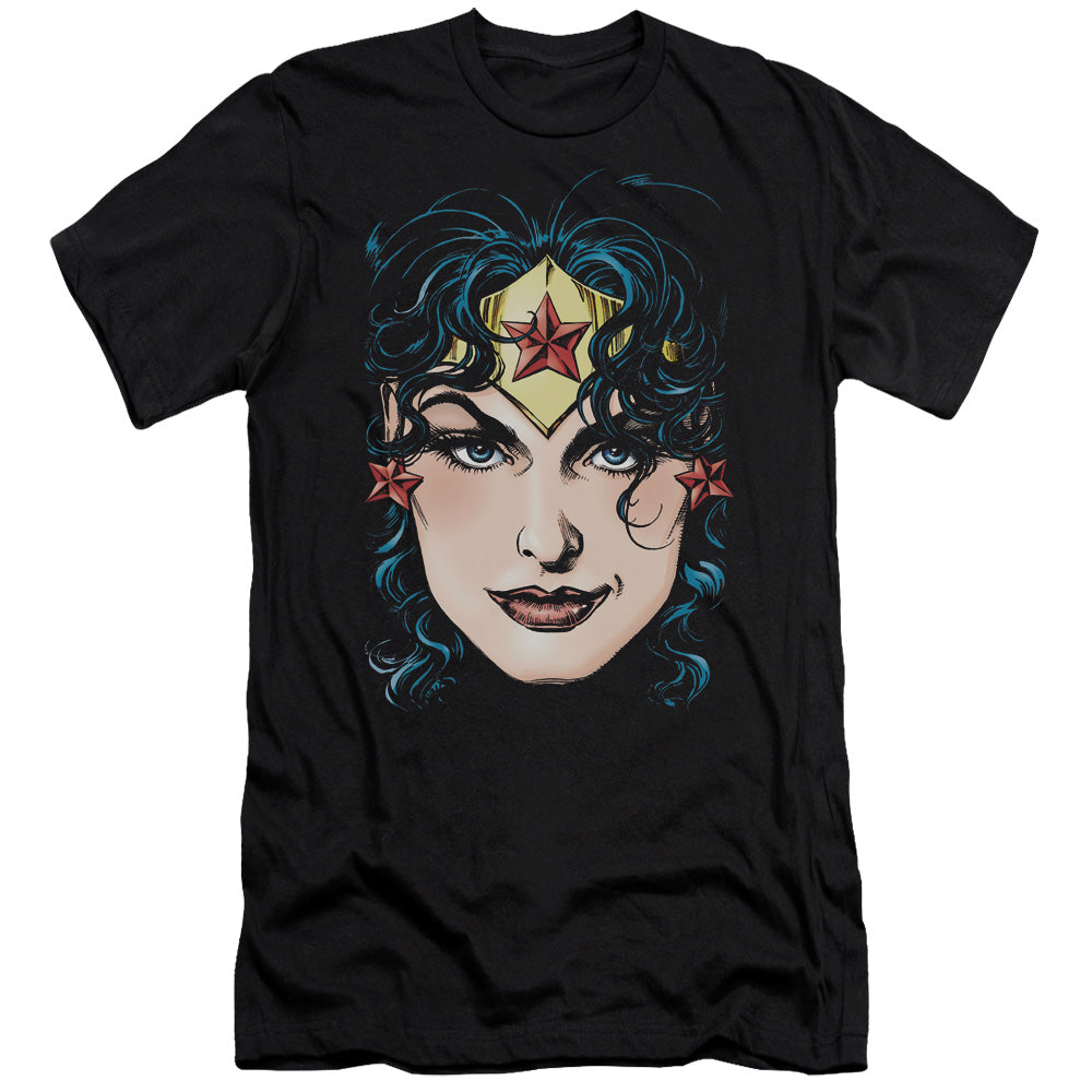Dco Jla - Wonder Woman Head - Short Sleeve Adult 30/1 - Black T-shirt