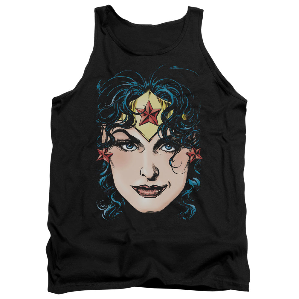 Dco Jla - Wonder Woman Head - Adult Tank - Black