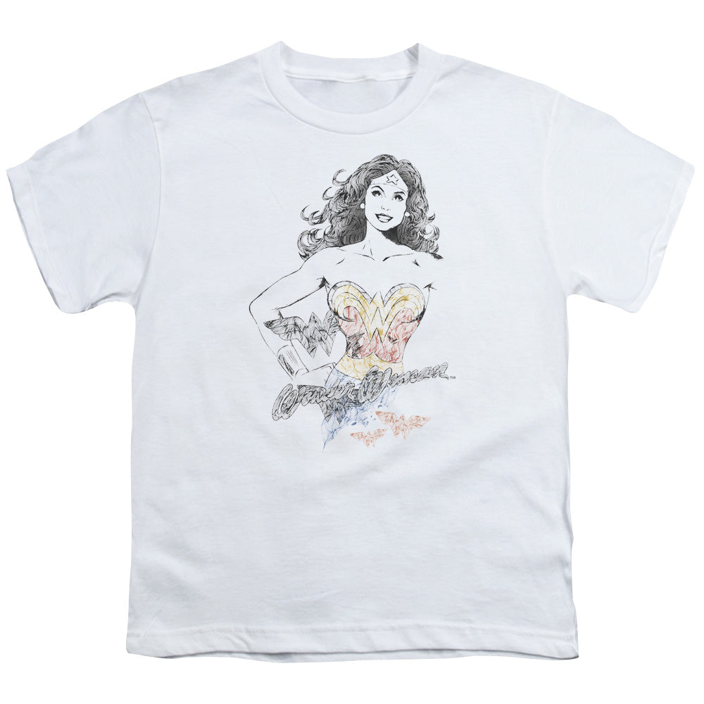 Dco Jla - Wonder Squiggles - Short Sleeve Youth 18/1 - White T-shirt