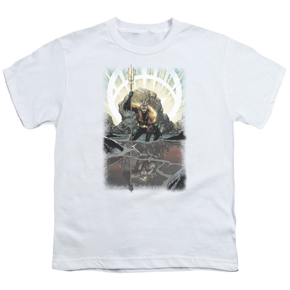 Jla - Brightest Day Aquaman - Short Sleeve Youth 18/1 - White T-shirt