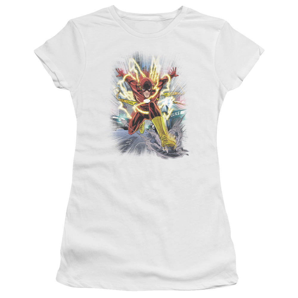 Jla - Brightest Day Flash - Short Sleeve Junior Sheer - White T-shirt