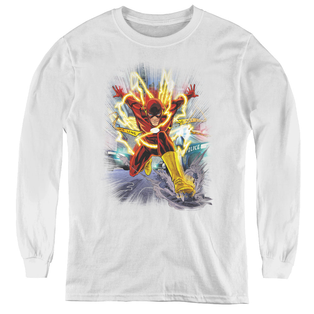 Jla - Brightest Day Flash - Youth Long Sleeve Tee - White