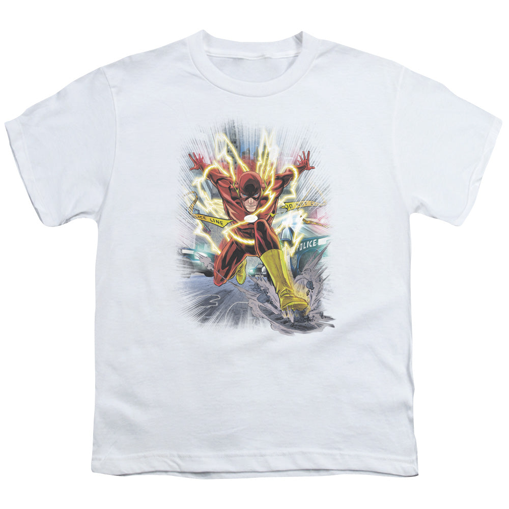Jla - Brightest Day Flash - Short Sleeve Youth 18/1 - White T-shirt