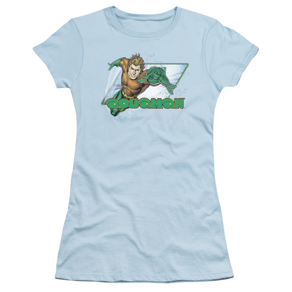 Jla - Aquaman - Short Sleeve Junior Sheer - Light Blue T-shirt