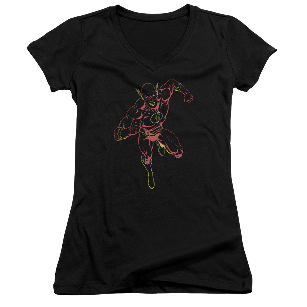 Jla - Neon Flash - Junior V-neck - Black