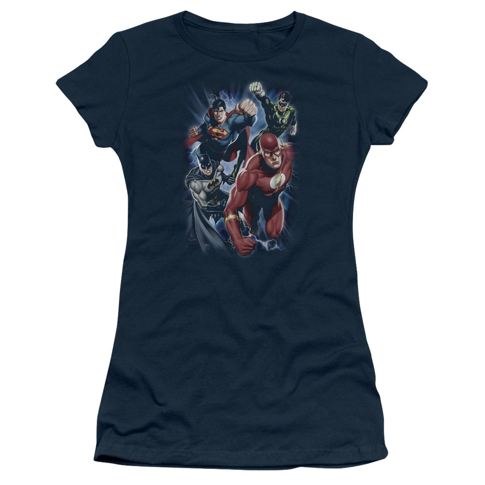 Jla - Storm Chasers - Short Sleeve Junior Sheer - Navy T-shirt
