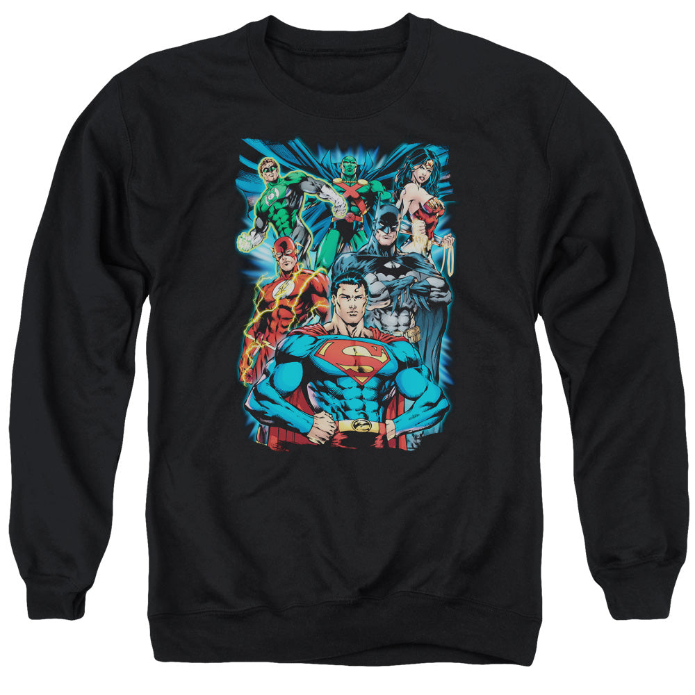 Jla - Justice Is Served - Adult Crewneck Sweatshirt - Black