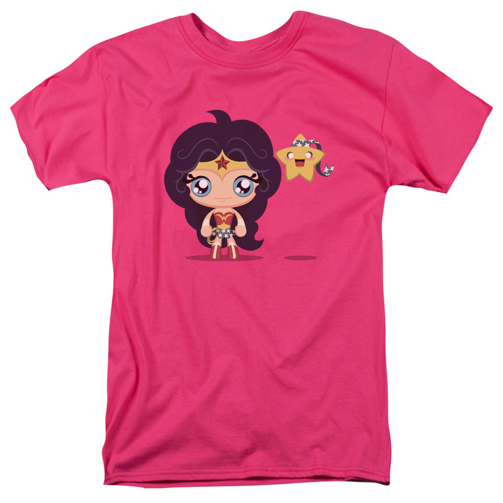 Jla - Cute Wonder Woman - Short Sleeve Adult 18/1 - Hot Pink T-shirt