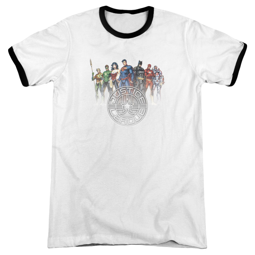 Jla - Circle Crest - Adult Ringer - White/black