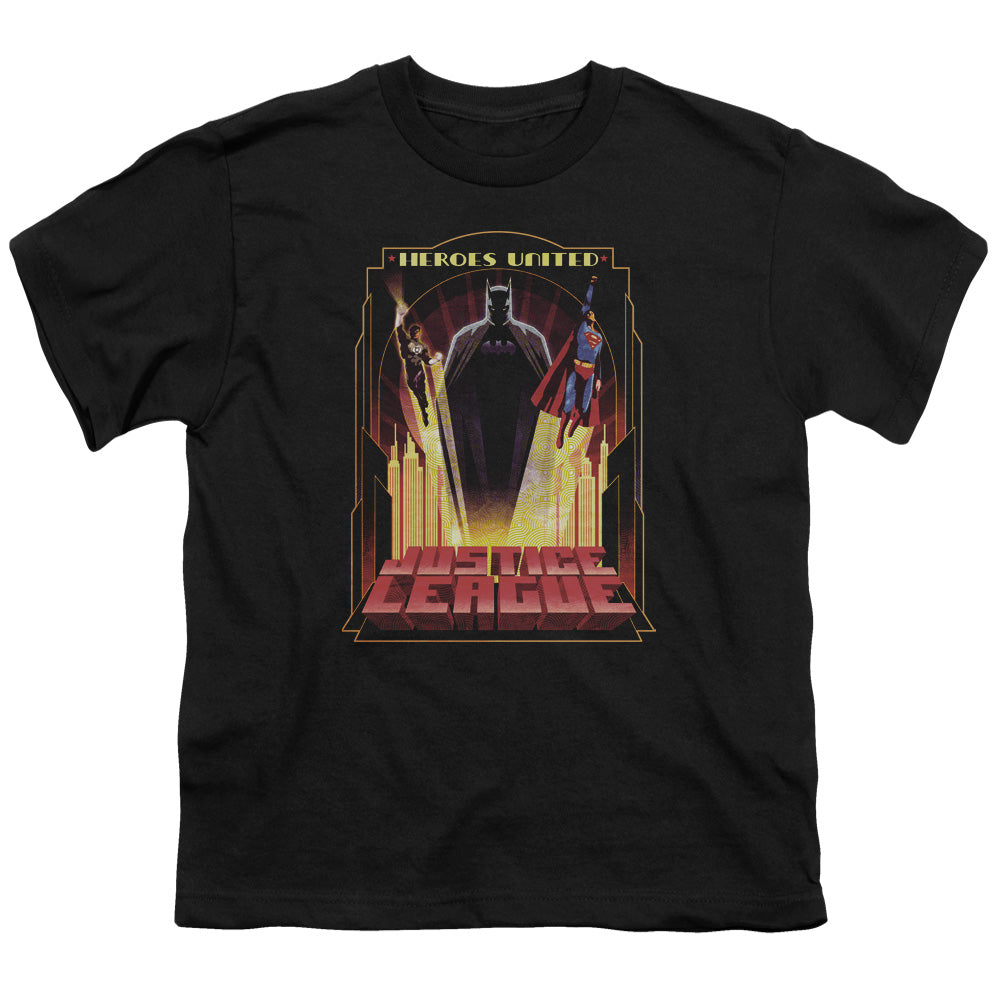 Jla - Heroes United - Short Sleeve Youth 18/1 - Black T-shirt