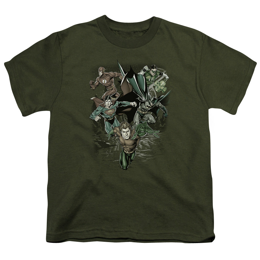 Jla - Spacing Out - Short Sleeve Youth 18/1 - Military Green T-shirt