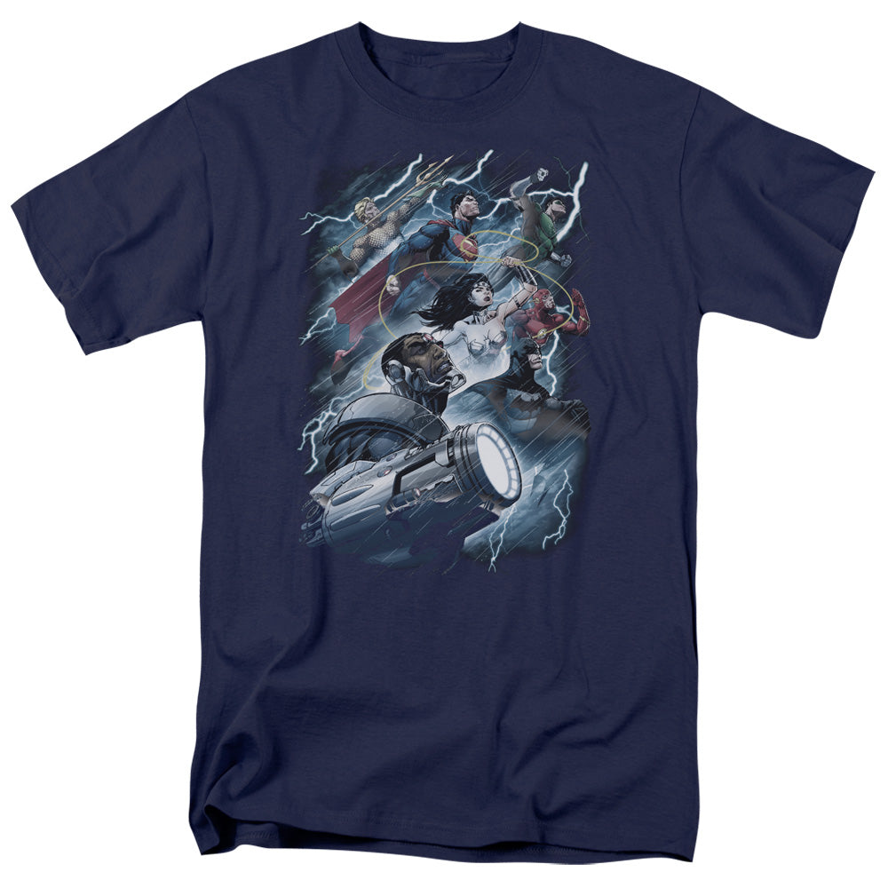 Jla - Ride The Lightening - Short Sleeve Adult 18/1 - Navy T-shirt