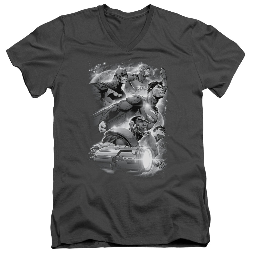 Jla - Atmospheric - Short Sleeve Adult V-neck - Charcoal T-shirt
