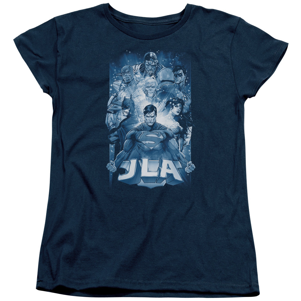 Jla - Burst - Short Sleeve Womens Tee - Navy T-shirt