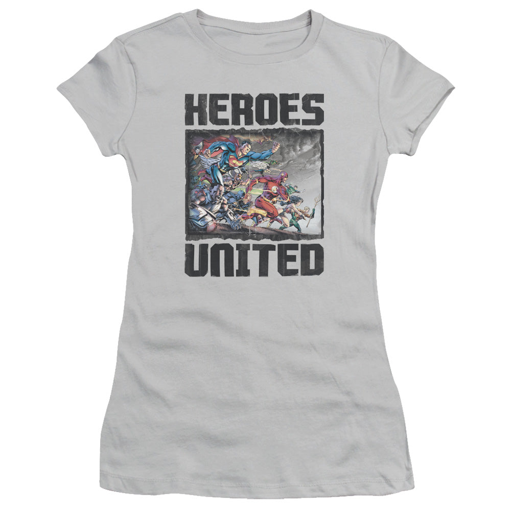 Jla - The Charge - Short Sleeve Junior Sheer - Silver T-shirt