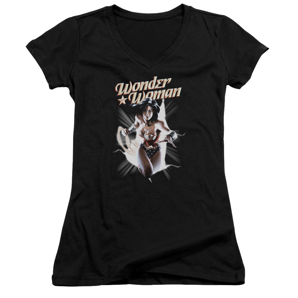 Jla - Ww Break Out - Junior V-neck - Black