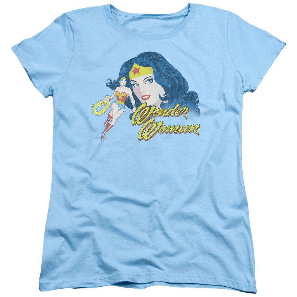 Jla - Portrait - Short Sleeve Womens Tee - Light Blue T-shirt
