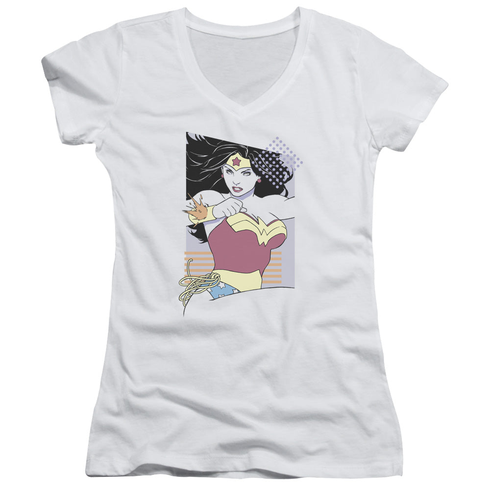 Jla - Ww 80s Minimal - Junior V-neck - White