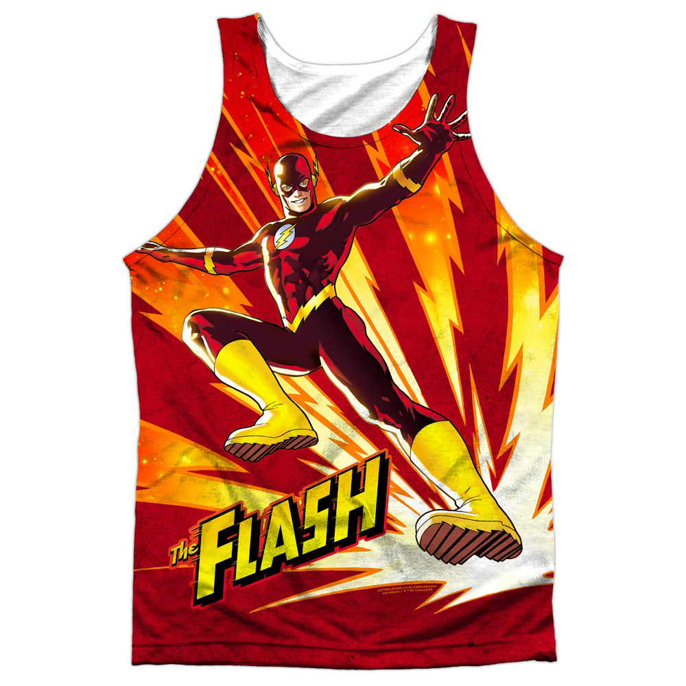 Jla - Lightning Fast - Adult 100% Poly Tank Top - White