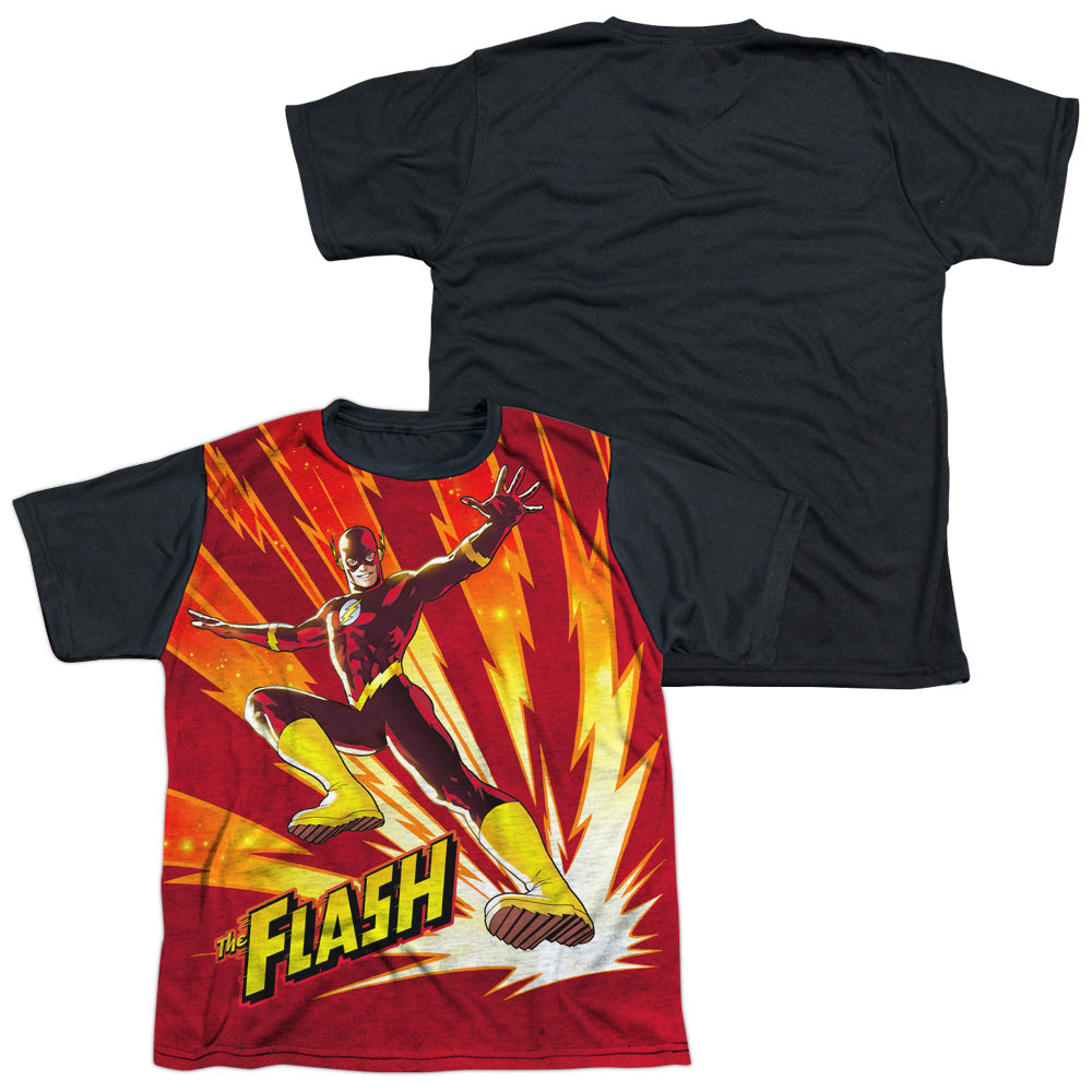 Jla - Lightning Fast - Short Sleeve Youth White Front Black Back - White T-shirt