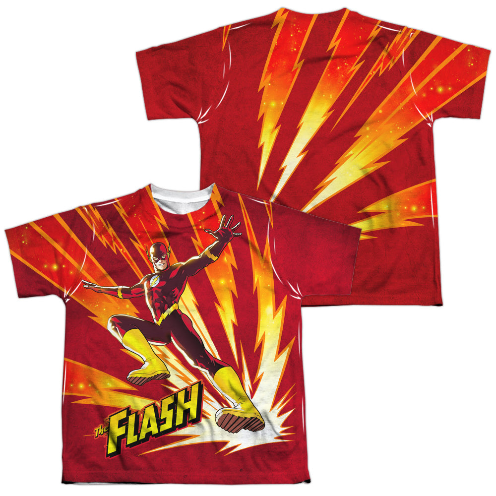 Jla - Lightning Fast - Short Sleeve Youth Poly Crew - White T-shirt