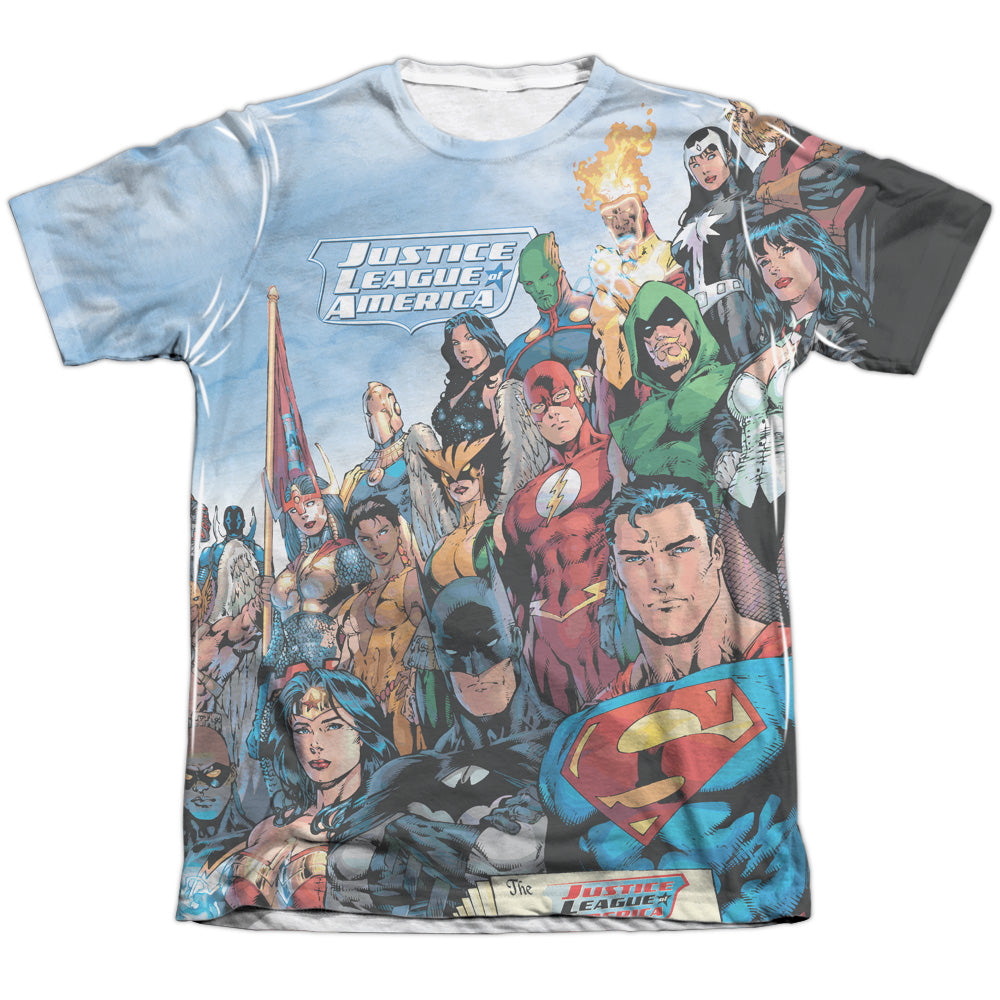 Jla - Justice League Of America - Adult 65/35 Poly/cotton Short Sleeve Tee - White T-shirt