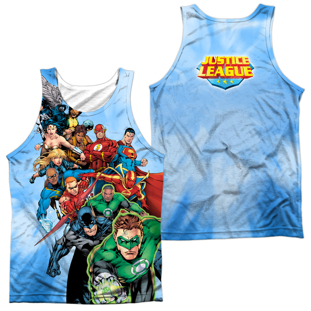 Jla - Heroes Unite - Adult 100% Poly Tank Top - White