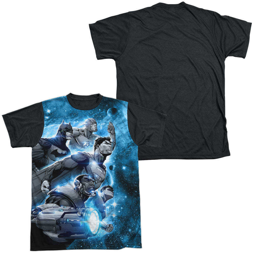 Jla - Atmospheric - Short Sleeve Adult White Front Black Back - White T-shirt