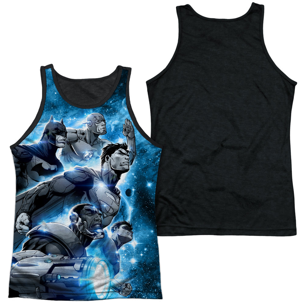 Jla - Atmospheric - Adult Poly Tank Top Black Back - White