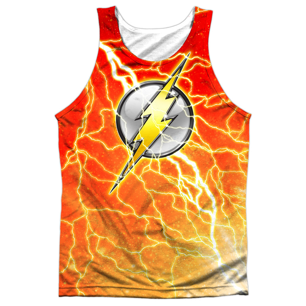 Jla - Lightning Logo - Adult 100% Poly Tank Top - White