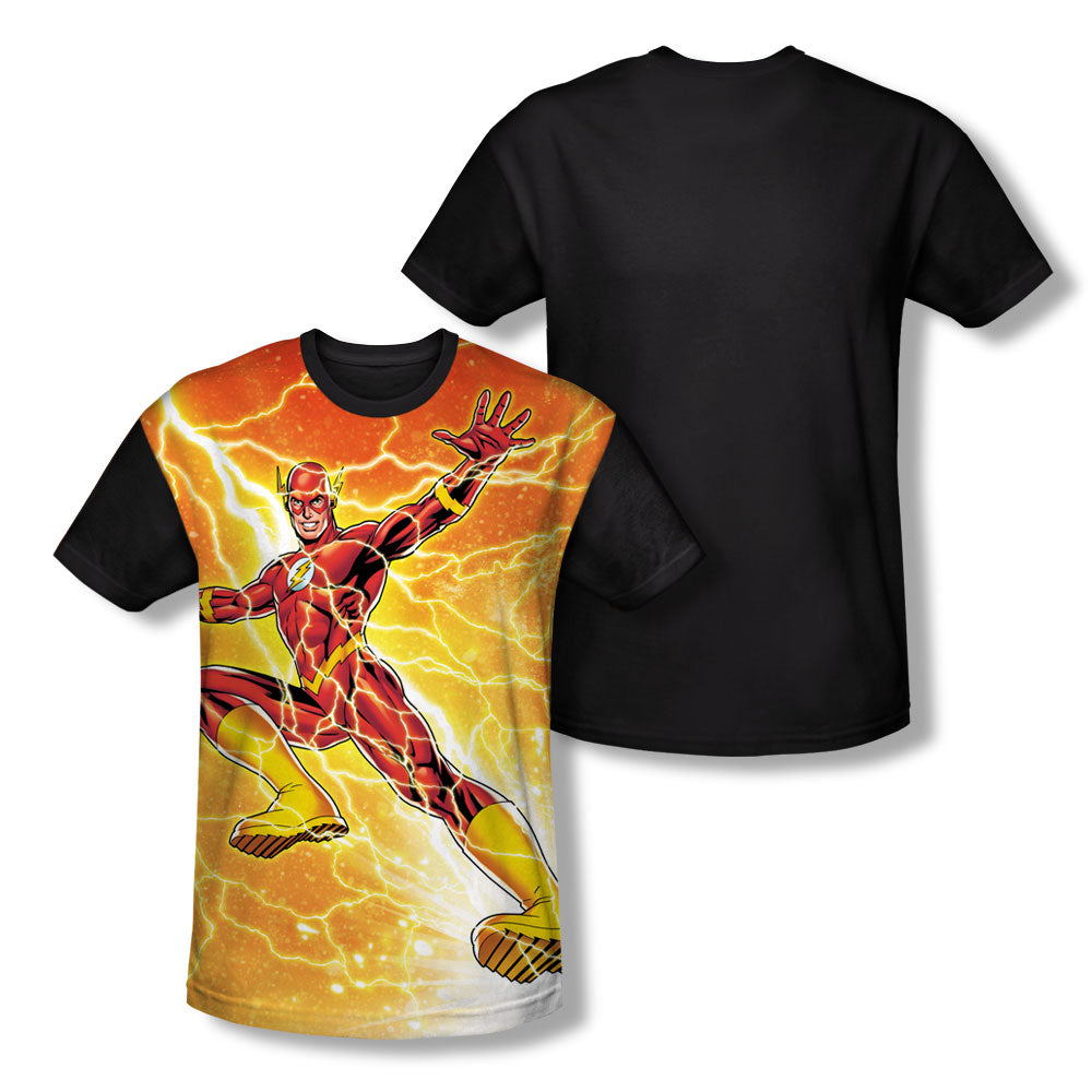 Jla - Fast As Lightning - Short Sleeve Adult White Front Black Back - White T-shirt