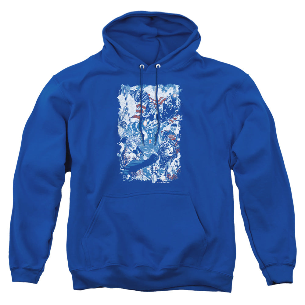 Jla - American Justice - Adult Pull-over Hoodie - Royal Blue