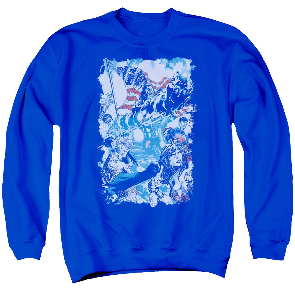 Jla - American Justice - Adult Crewneck Sweatshirt - Royal Blue