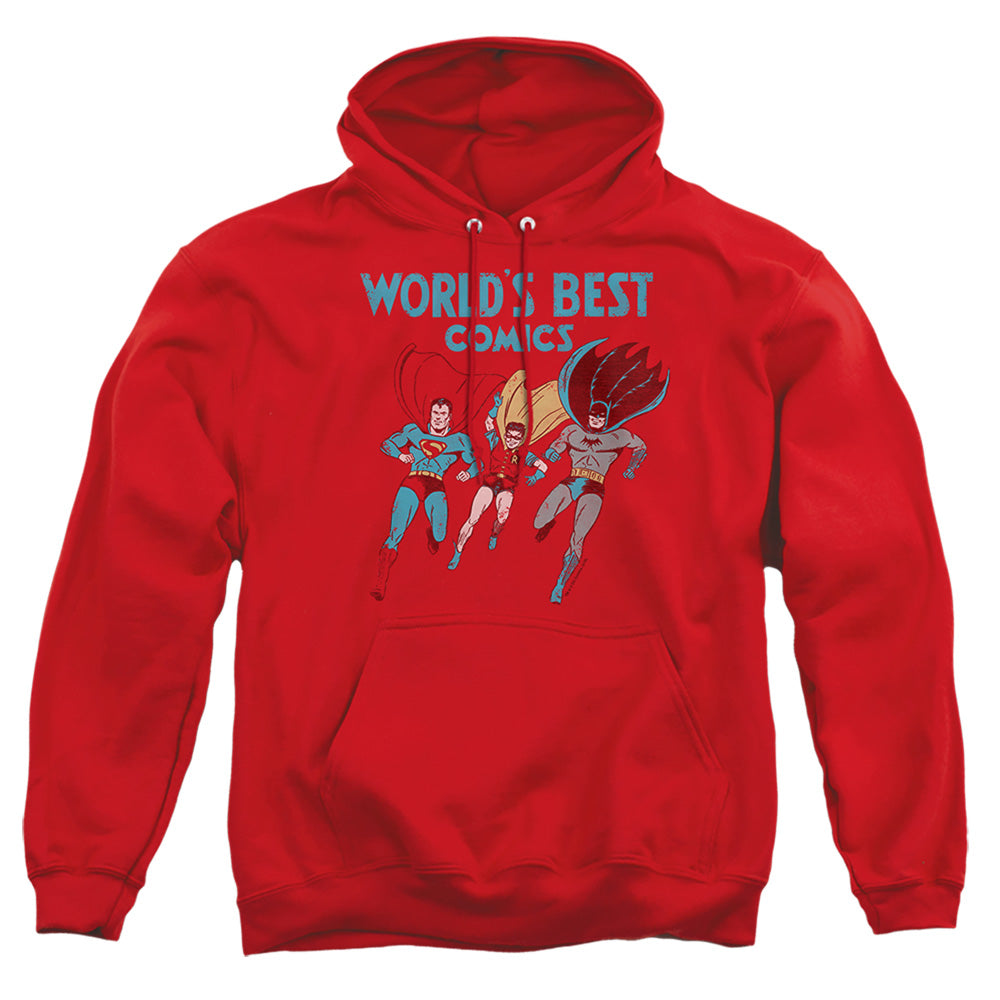 Jla - Worlds Best - Adult Pull-over Hoodie - Red