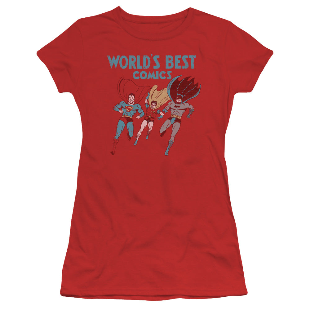 Jla - Worlds Best - Short Sleeve Junior Sheer - Red T-shirt