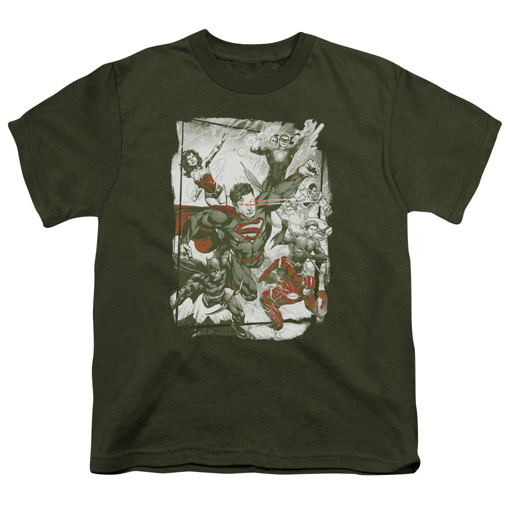 Jla - Green And Red - Short Sleeve Youth 18/1 - Military Green T-shirt