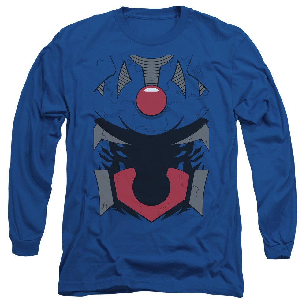 Jla - Darkseid Uniform - Long Sleeve Adult 18/1 - Royal Blue T-shirt